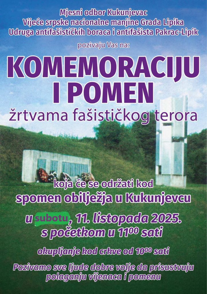 Sjećanje na stradanje Srba u Kukunjevcu