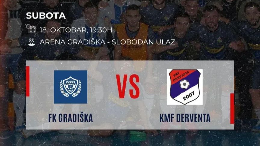 FK Gradiška – KMF Derventa, prenos na RTVG od 19.30