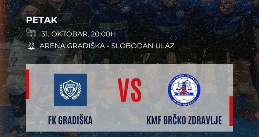 FK Gradiška – KMF Brčko Zdravlje, prenos na RTVG od 20.00