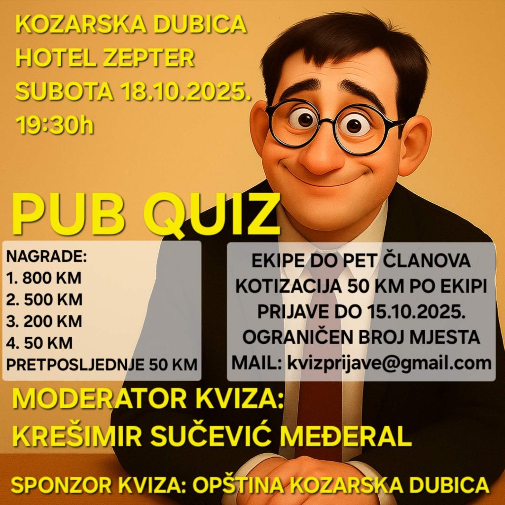U Kozarskoj Dubici kviz opšteg znanja u moderaciji Krešimira Sučevića Međerala