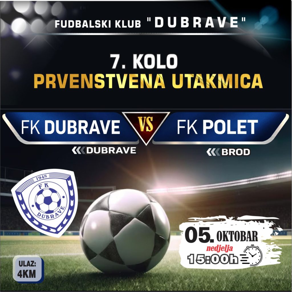 FK Dubrave dočekuje FK Polet u 7. kolu prvenstva