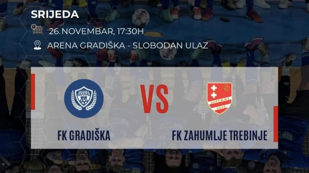 FK Gradiška – FK Zahumlje, prenos na Jutjub kanalu RTVG od 17.30