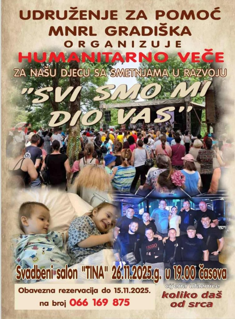 Humanitarno veče „Svi smo mi dio vas“ 26. novembra