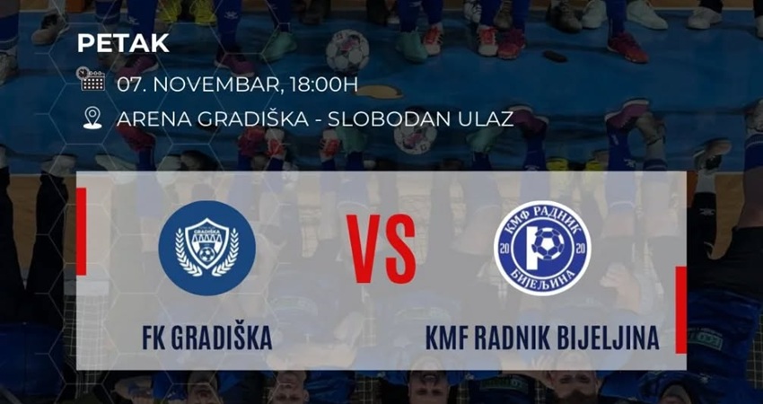 FK Gradiška – KMF Radnik Bijeljina, prenos na RTVG od 18.00