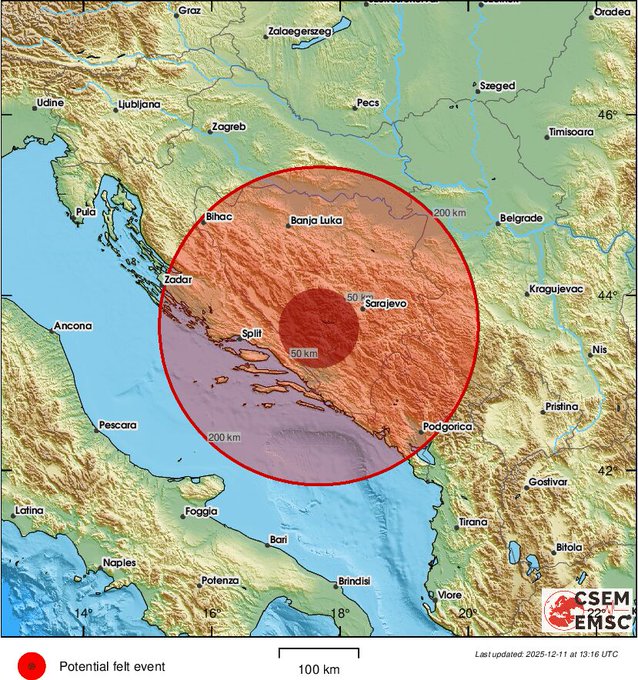 Zemljotres pogodio jug Republike Srpske