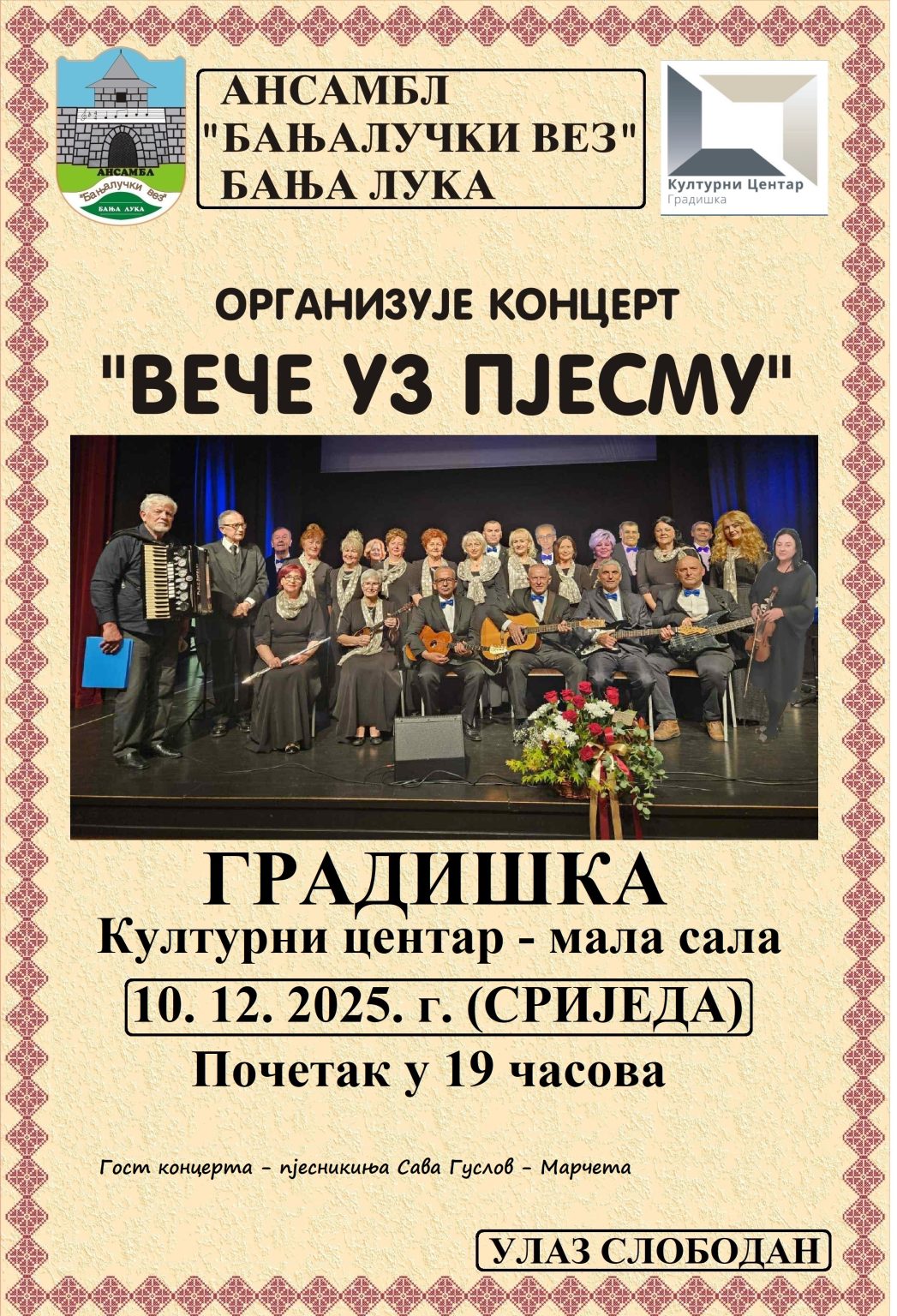 Koncert Ansambla „Banjalučki vez“ u Gradišci