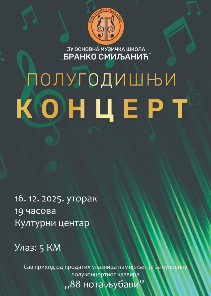 Uskoro polugodišnji koncert OMŠ „Branko Smiljanić“