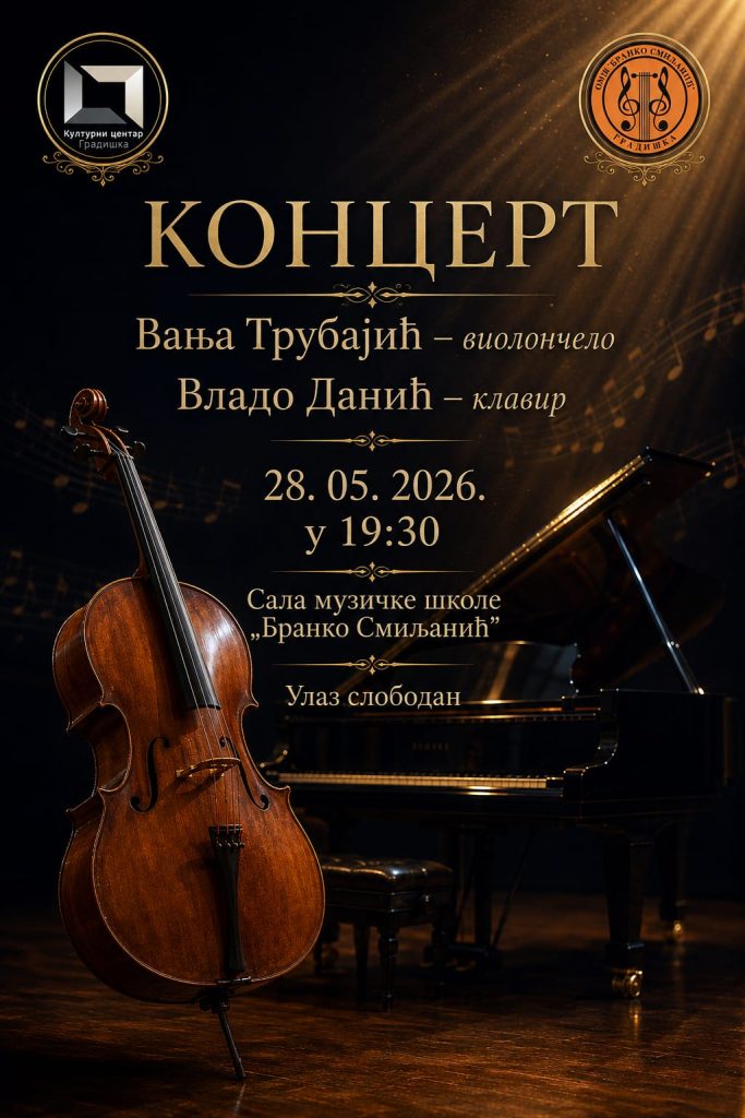 Koncert violončela i klavira u Gradišci