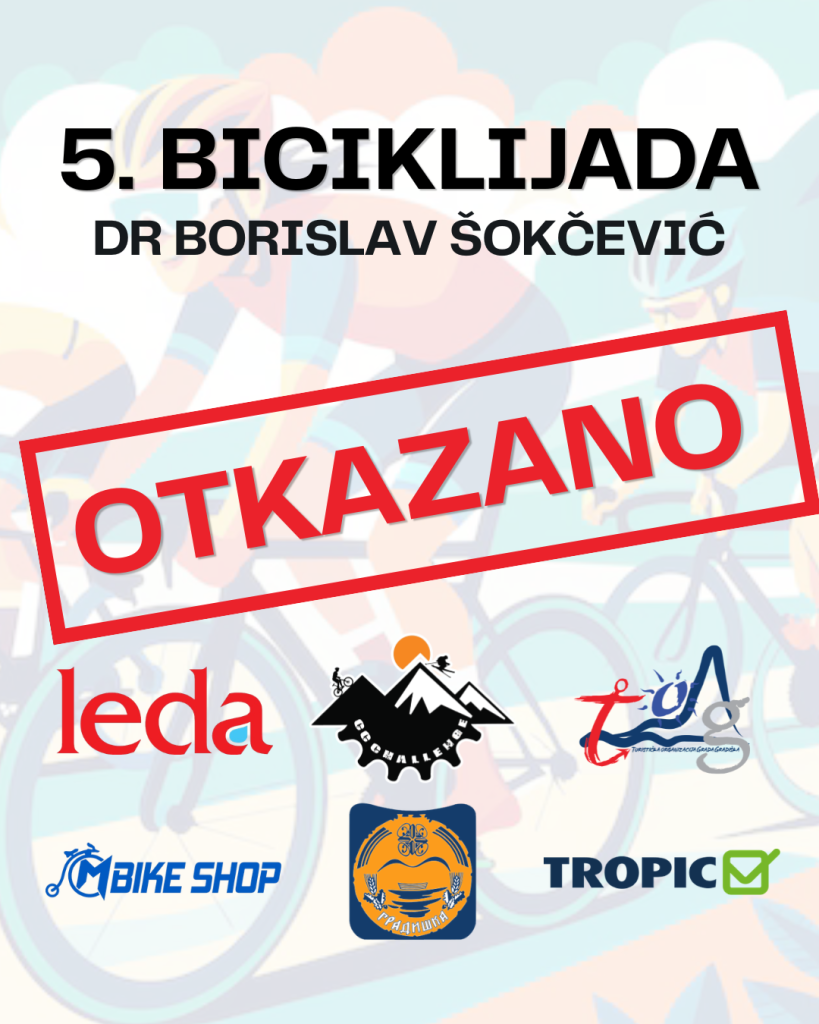 Zbog najavljenih padavina za vikend otkazana je 5. Biciklijada “Dr Borislav Šokčević”