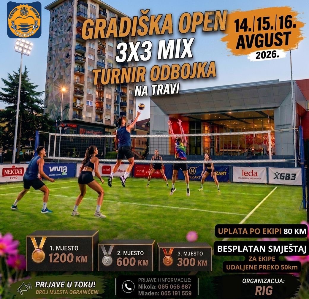 U toku prijave za turnir 3×3 u odbojci na umjetnoj travi
