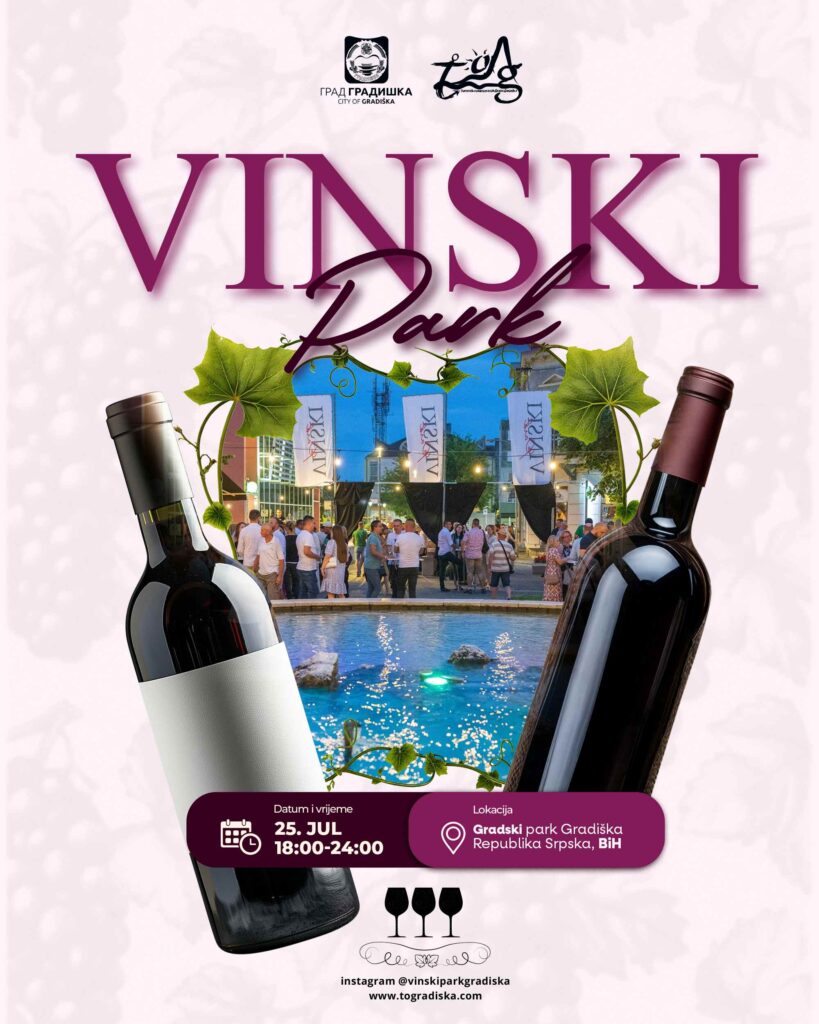 „Vinski park“ u subotu, 25. jula u Gradskom parku u Gradišci